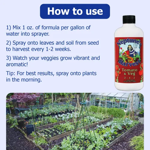 Vista 4 de Neptune's Harvest Fertilizante de fórmula de tomate y verduras TV136, 36 oz (Тwo Рack)