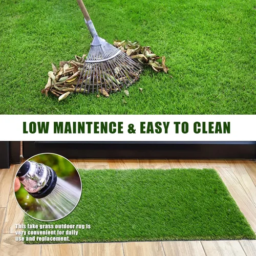 Vista 7 de Alfombra de césped artificial de 1.38 pulgadas, 3 x 3 pies, para interiores y exteriores, alfombra de césped artificial resistente de alta densidad