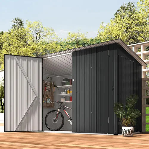 Vista 25 de AECOJOY Cobertizo de 5 x 3 pies, pequeños cobertizos de metal y espacio de almacenamiento al aire libre de 3 x 5 pies, pequeño cobertizo de metal