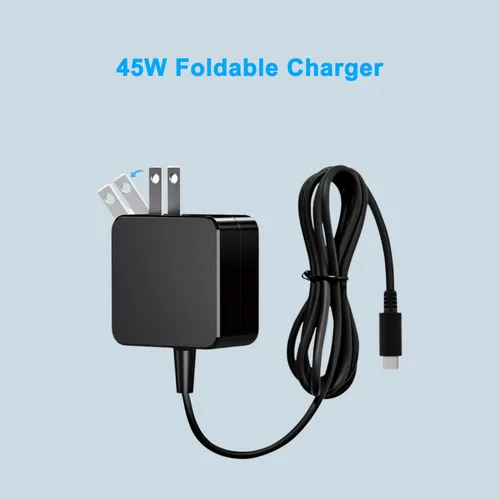 Vista 2 de Cargador de interruptor rápido compatible con Steam Deck y Nintendo Switch Adaptador de corriente USB C PD3.0 plegable de 45 W - 20 V/2.25 A