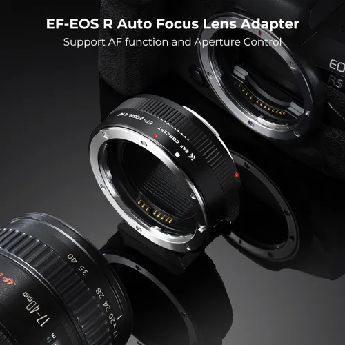 Vista 2 de Adaptador K&F Concept EF a EOS R, adaptador de montaje de lente con enfoque automático para lentes EF EF-S compatible con cámaras de montaje Canon
