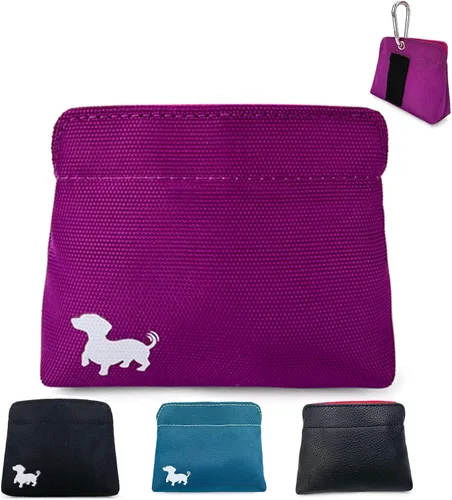 Vista 9 de Bolsa para golosinas para perros extra pequeña Swaggly – Bolsa de golosinas para perros con bolsillo magnético delgado para caminar y entrenar