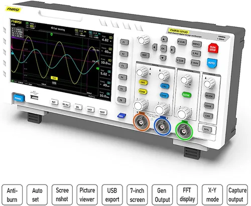 Vista 7 de Osciloscopio digital, Osciloscopios de laboratorio multímetro 2 en 1 Canales duales Generador de Señal 100MHz* 2 Ancho de Banda 1GSa/s Tasa