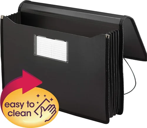 Vista 2 de Smead Poly - Cartera expandible prémium con cierre expansión de 5-14 pulgadas tamaño legal color negro 71510