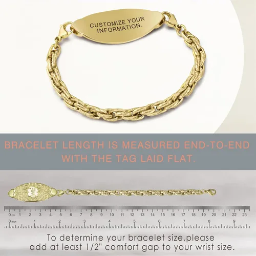 Vista 2 de Pulseras de alerta médica personalizadas para mujeres con grabado gratis, pulsera de identificación de emergencia personalizada impermeable