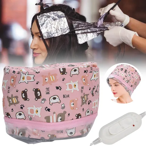 Vista 9 de Gorro eléctrico para calentar el cabello, sombrero de vapor ajustable para tratamiento de aceite, herramienta de cuidado del cabello desmontable