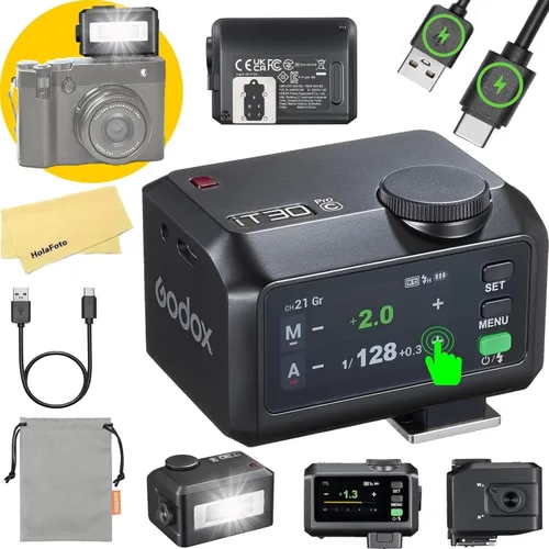Vista 10 de Godox iT30 Pro N iT30Pro-N TTL Mini cámara flash para Nikon Flash Speedlight Speedlite, maestro y receptor inalámbrico, pantalla táctil a todo