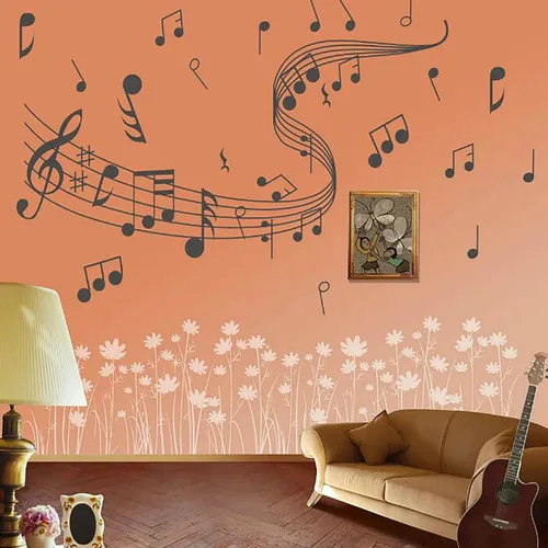 Vista 5 de Arte de pared de música, calcomanías de notación de notas, decoración mural de vinilo extraíble para el hogar, regalo para bricolaje, aula, sala