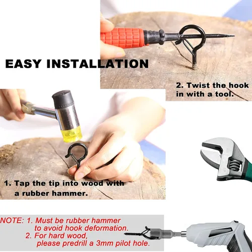 Vista 7 de PlusRoc Paquete de 20 ganchos de tornillo para exteriores para colgar plantas, cadena de luces resistentes, gancho de ojo de 2.2 pulgadas, ganchos