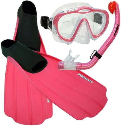 Vista 3 de PROMATE Juego de aletas de esnórquel para niños, máscara de buceo para niños