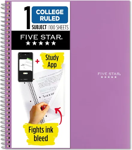 Vista 17 de Cuaderno de Five Star, 1 materia, con rayas, 100 hojas, 11" x 8-1/2", Negro