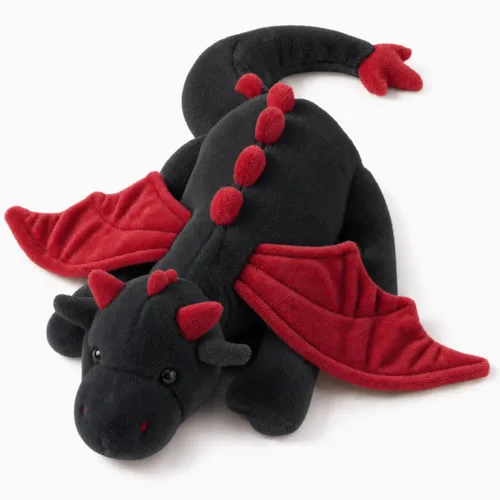 ARELUX Lindo dragón grande de 36 pulgadas, peluche de pterosaurio negro suave, almohada gigante de dinosaurio mullido con alas para amigos, miembros