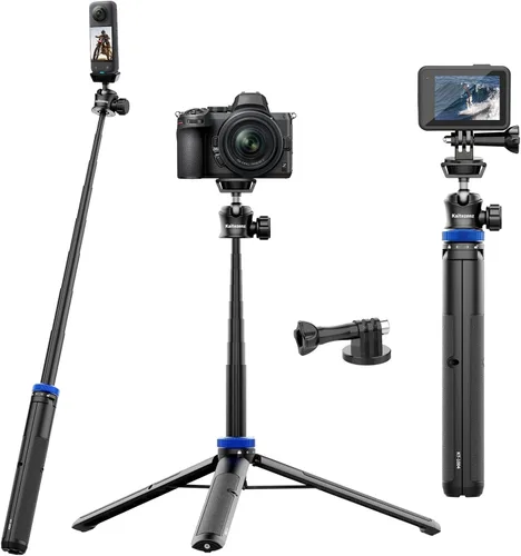 Vista 9 de Kaitezenz Trípode selfie stick para cámara GoPro, soporte de trípode extensible de 62 pulgadas con cabeza de bola de 360° tornillo de 1/4 pulgadas