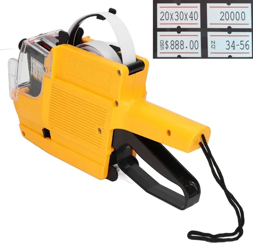 Vista 3 de Pricing Label Gun, 10 Digits 2 Lines Labeller Marker Attacher Tool with a Roll of Label Stickers Ink Rolls 1 Ink Roller for Office Retail Store