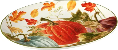 Vista 2 de Certified International Autumn Harvest - Bandeja ovalada, 16 x 12 pulgadas, multicolor, grande