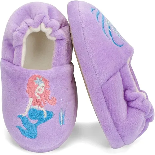 Vista 3 de ESTAMICO Zapatillas de conejo de dibujos animados para niñas pequeñas, zapatos cálidos de casa de invierno