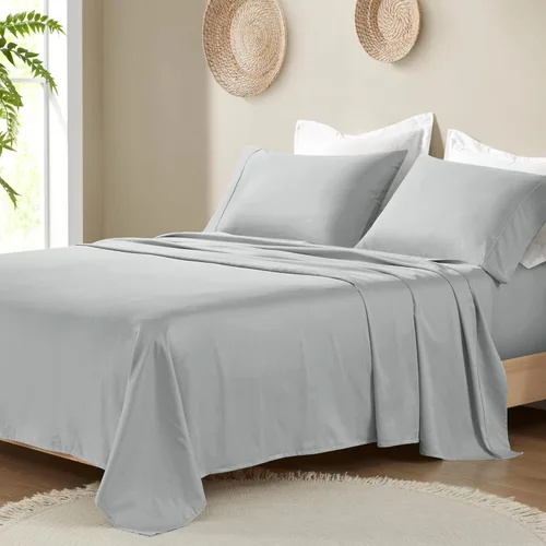 Vista 8 de Madison Park Sábanas de algodón orgánico, suaves y transpirables, sábanas de algodón de 300 hilos, juego de sábanas elásticas con bolsillo profundo