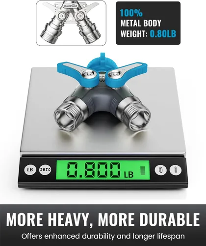 Vista 3 de RAINPOINT Divisor de manguera de jardín, divisor de espiga en Y de manguera de agua resistente de 2 vías con válvulas de cierre, divisor de grifo