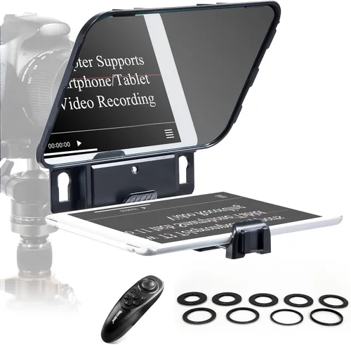Vista 10 de Desview TP150 teleprompter de 15 pulgadas con espejo de alta visualización en aleación de aluminio con control remoto compatible con iPad, cámaras