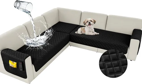 Vista 10 de Arfntevss Fundas impermeables para sofá seccional de esquina para perros y mascotas, funda de sofá en forma de L, terciopelo lavable grande