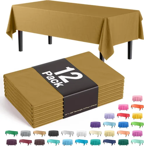 Vista 36 de Party Solids Paquete de 12 manteles rectangulares de plástico con diseño de bandera estadounidense de alta calidad, mantel desechable de plástico
