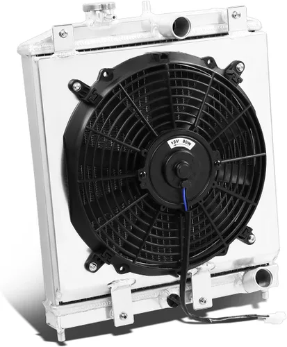 Vista 11 de DNA Motoring RA+FS-CHARGER70-3 Radiador de aluminio tri-core de 3 hileras con cubierta de ventilador Compatible con 70-71 Challenger / 70-72 Charger