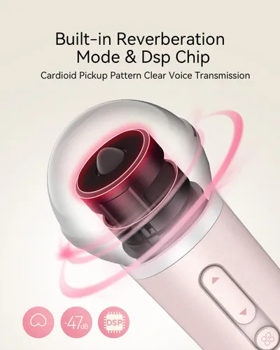 Vista 9 de Micrófono de canto con auriculares y soporte, ideal para grabación vocal, podcasting, transmisión en vivo, juegos, compatible con Smule & Starmaker