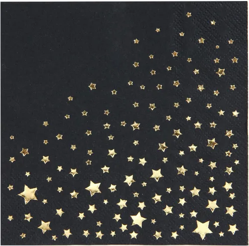 Elegantes servilletas negras y doradas, 100 servilletas de estrella negra, servilletas de cóctel negras y doradas de 5 x 5 pulgadas, servilletas de
