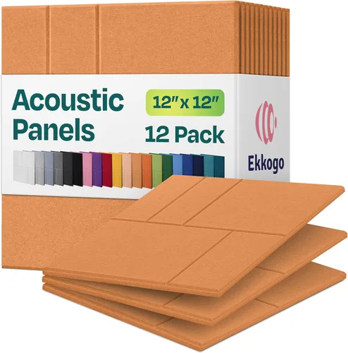 Vista 74 de Paneles acústicos, paquete de 12 paneles de pared insonorizados de 12 x 10.4 x 0.4 pulgadas, paneles de amortiguación de sonido de alta densidad
