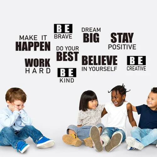 Vista 7 de 4 Sheets Inspirational Wall Decals Peel and Stick Motivational Phrases Wall Stickers Positive Quotes Vinyl for Library Home Classroom School Office