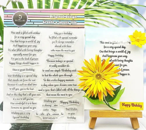 Alinacutle Esta tarjeta está llena de sellos transparentes de deseos para manualidades, sellos de sentimientos de feliz cumpleaños, sello de Esta
