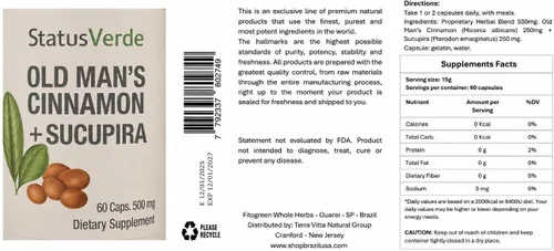 Vista 7 de Canela de Old Man's con Sucupira 500 mg (60 cápsulas) - Suplemento de hierbas de mezcla