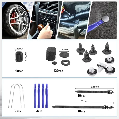 Vista 7 de Uolor - Kit de 342 piezas con herramientas para el auto, para quitar molduras, paneles de puerta, audio, radio, estéreo, juego de clips de retención