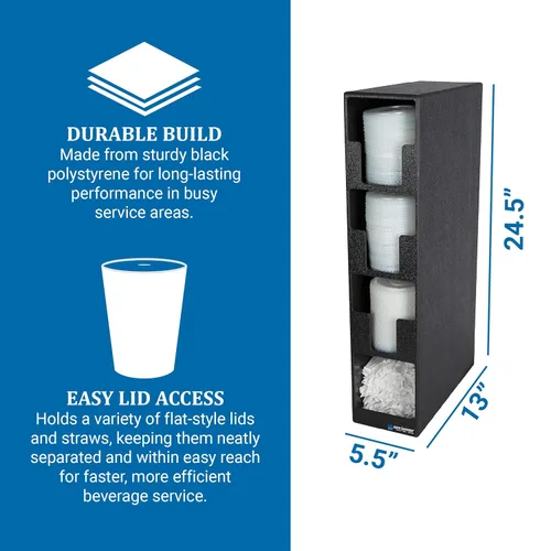 Vista 5 de San Jamar Tapa y torre de paja con 3 compartimentos de tapa y 1 compartimento para popote para restaurantes, comedores y comida rápida, plástico