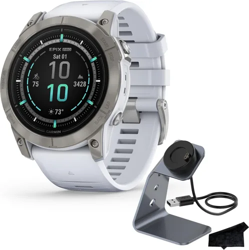 Garmin epix Gen 2 Pro Sapphire Edition, 2.008 in, titanio/piedra blanca | Pantalla AMOLED, reloj inteligente de alto rendimiento, tecnología de