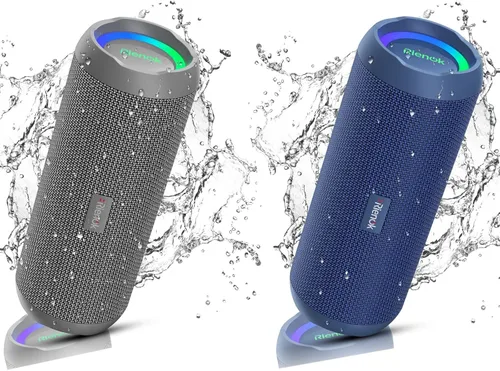 RIENOK Altavoz Bluetooth portátil 30 W emparejamiento dual estéreo inalámbrico verdadero sonido HD IPX7 impermeable deportes al aire libre ducha