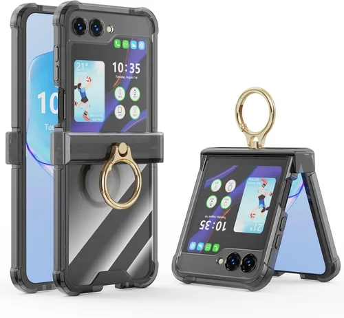 Vista 8 de Funda para Galaxy Z Flip 3 con protección de bisagra transparente para Samsung Flip 3 con función atril para Samsung Galaxy Z Flip 3 5G (2021)