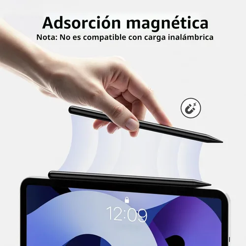 Vista 4 de Stylus Pen Carga Rápida 2X Lápiz Activo Compatible con Apple iPad Pro 11"/12.9"/M4 2018-2025, iPad Air 3/4/5/M2/M3, iPad 6-11, iPad mini 5/6 Negro