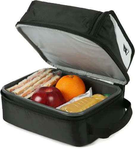 Vista 5 de Arctic Zone Lonchera expandible HardBody, color negro y blanco, enfriador vertical aislado con forro duro, divisor ajustable, fácil de limpiar