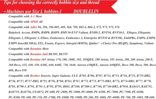 Vista 4 de DOUBLELIN Bobinas preenrolladas LPB-40S2, tamaño L/estilo L/SA155/tamaño 9.4, lado de plástico, poliéster hilado 40S/2, negro, 144 piezas
