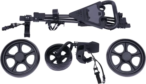 Vista 5 de Carro plegable de 3 ruedas para palos de golf con marcador y freno de pie y portavasos