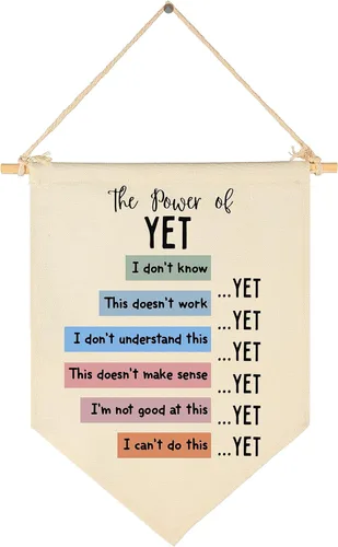 Vista 17 de Fomenta - Regalos de Decoración de Pared para Guardería, Aula, Sala de Juegos, Dormitorio, Puerta Principal, Bandera de Mentalidad de Crecimiento