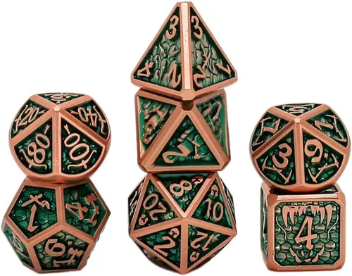 Vista 15 de Juego de dados de escamas de dragón con bolsa, arcoíris metálico, metal, 16/0.787 in