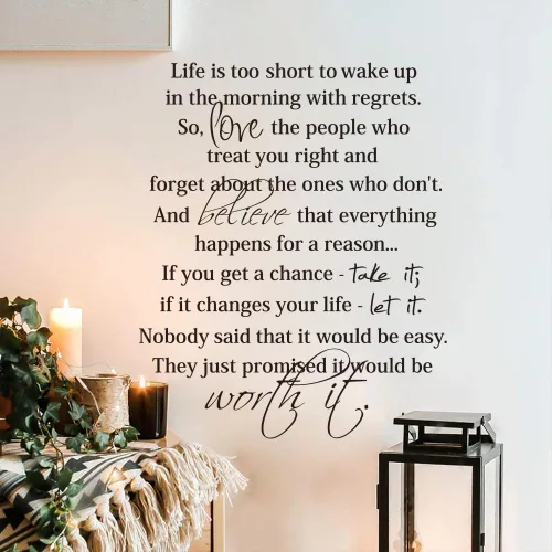Life is Too Short to Wake Up in The Morning with Arrets, inspirador para pared, decoración artística de pared para sala de estar, dormitorio, 23 x