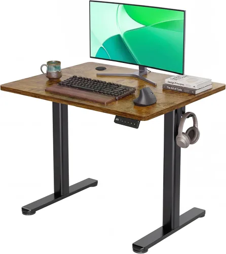 Vista 15 de Claiks - Escritorio eléctrico de pie, escritorio de altura ajustable para trabajar sentado o de pie, escritorio de oficina en casa con tablero