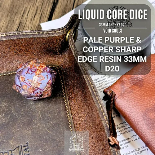 Vista 5 de Sage's Portal Souls Liquid Core D20 Chonky - Dados DND de resina de borde afilado de 1.299 in para Dungeons and Dragons RPG de mesa TTRPG