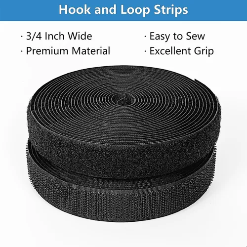 Vista 3 de Matenf Tiras de velcro para coser, 3/4 pulgadas de ancho, fáciles de coser, excelente agarre, no adhesivas, cinta entrelazada, cinta de gancho