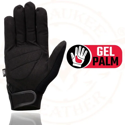 Vista 2 de Milwaukee Leather SH44612 - Guantes de mano para mecánicos de motocicleta de gel de malla textil negra para hombre, con parte inferior de tela Amara