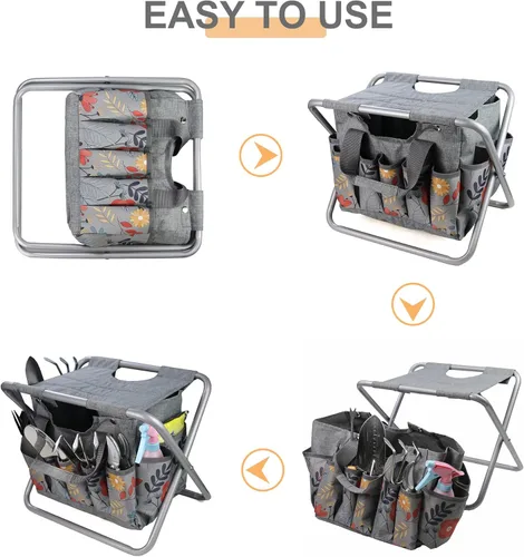 Vista 3 de MDSTOP Taburete de jardín plegable y bolsa de herramientas de jardín