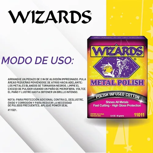 Vista 3 de Wizards Pulidor de Metal_Plata, Latón, Acero Inoxidable y Aluminio Cuidado del Coche 3oz-wt_11011